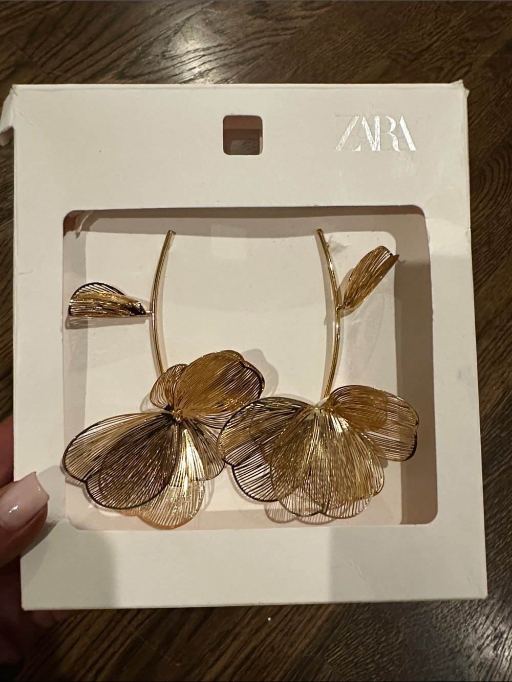 ZARA Gold Flower Butterfly Wire Earrings